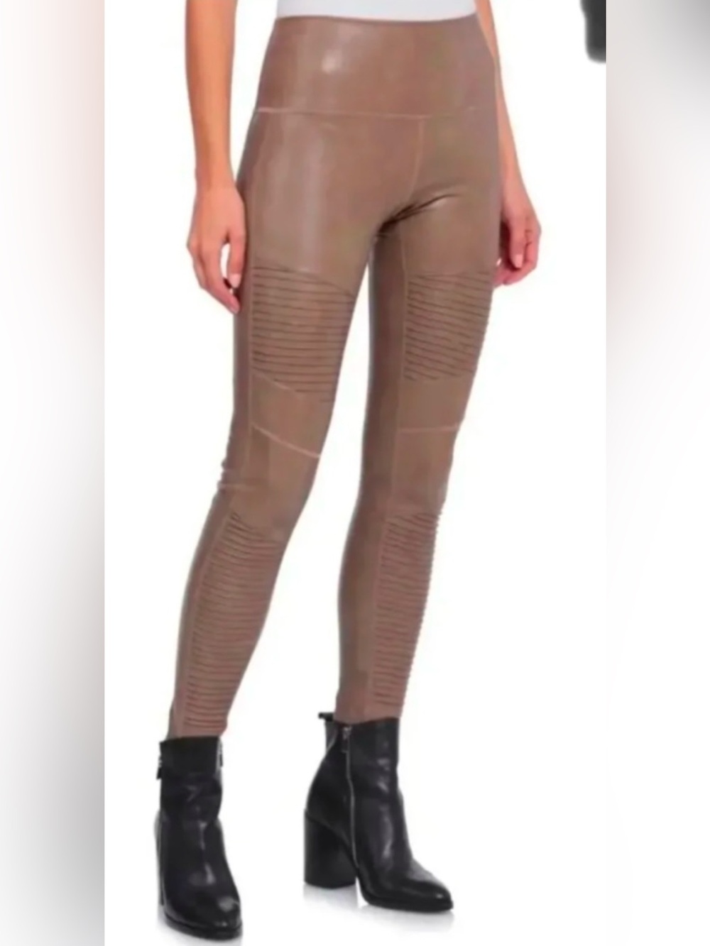 7 For All Mankind Tan Vegan Leather Moto Leggings – Size M